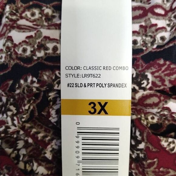 NWT Rafaella Textured Scoop Neck Blouse Sz 3X Burgundy Red Paisley - Picture 9 of 10